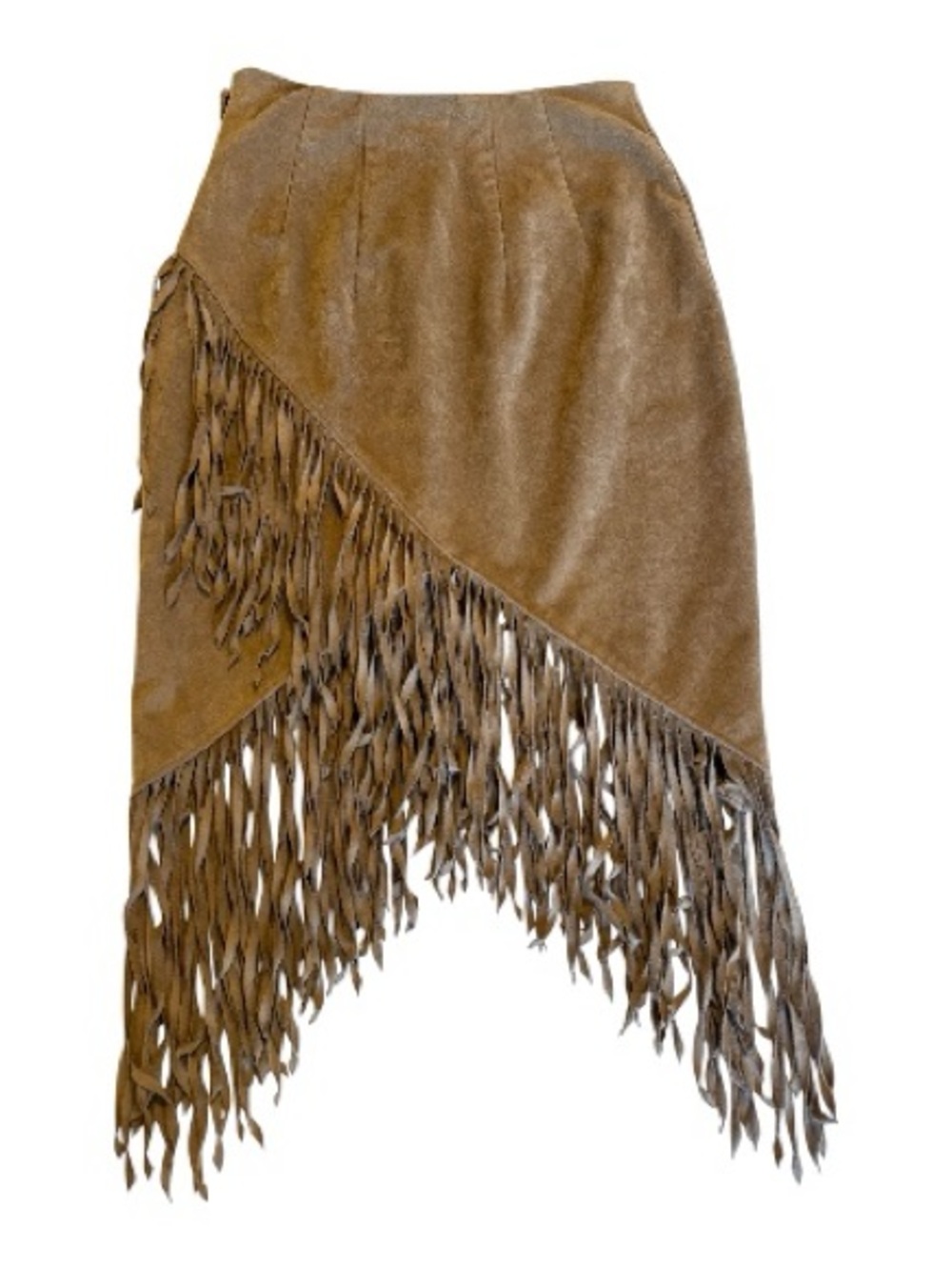 Express Tan Faux Suede Fringe Skirt – Size 00 - Picture 2 of 5